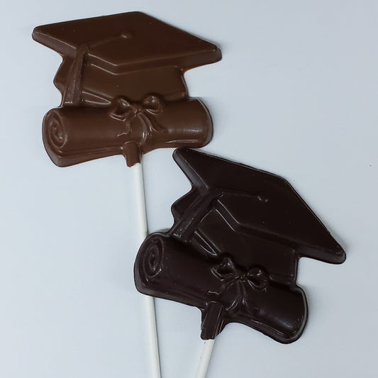 Milk and Dark Chocolate Graduation Pops