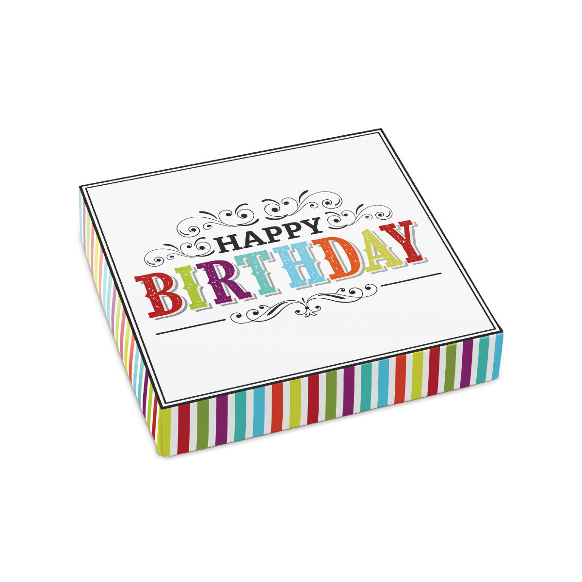 Happy Birthday Stripe Themed Box Cover for 9 Piece Holiday Assortment