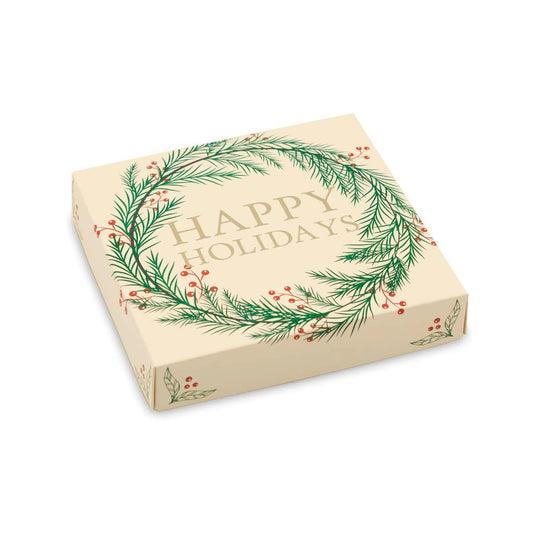 Happy Holidays Wreath Themed Box Cover for 9 Piece Holiday Assortment