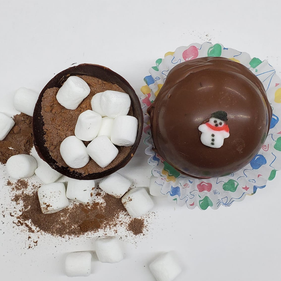 Stage Stop Candy Hot Chocolate Bombs with seasonal snowman