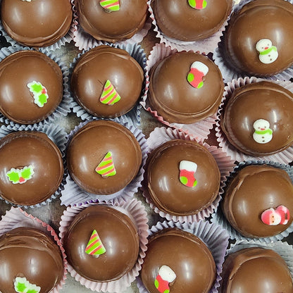 Christmas themed hot chocolate bombs