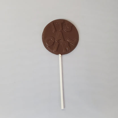 Milk Chocolate It's A Girl lollipop