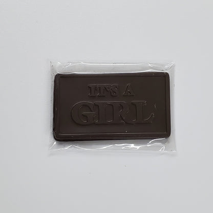 It's a girl dark Chocolate Greeting Card in Wrapper