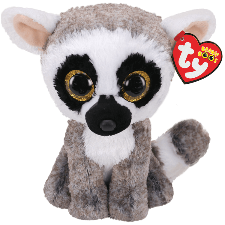 Linus Plush Grey and White Lemur TY Beanie Boo Stuffed Animal