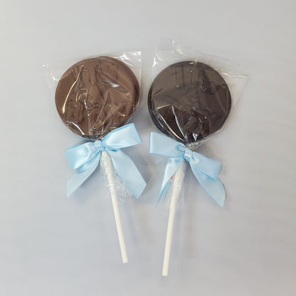 milk & dark Chocolate It's a Boy Pop with blue bows