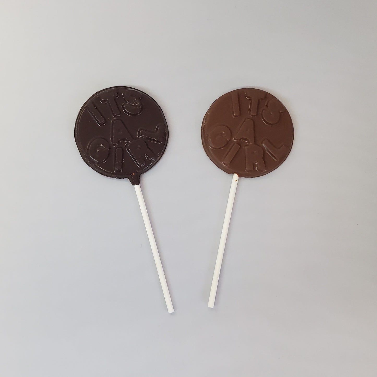 Dark and Milk Chocolate It's A Girl lollipop