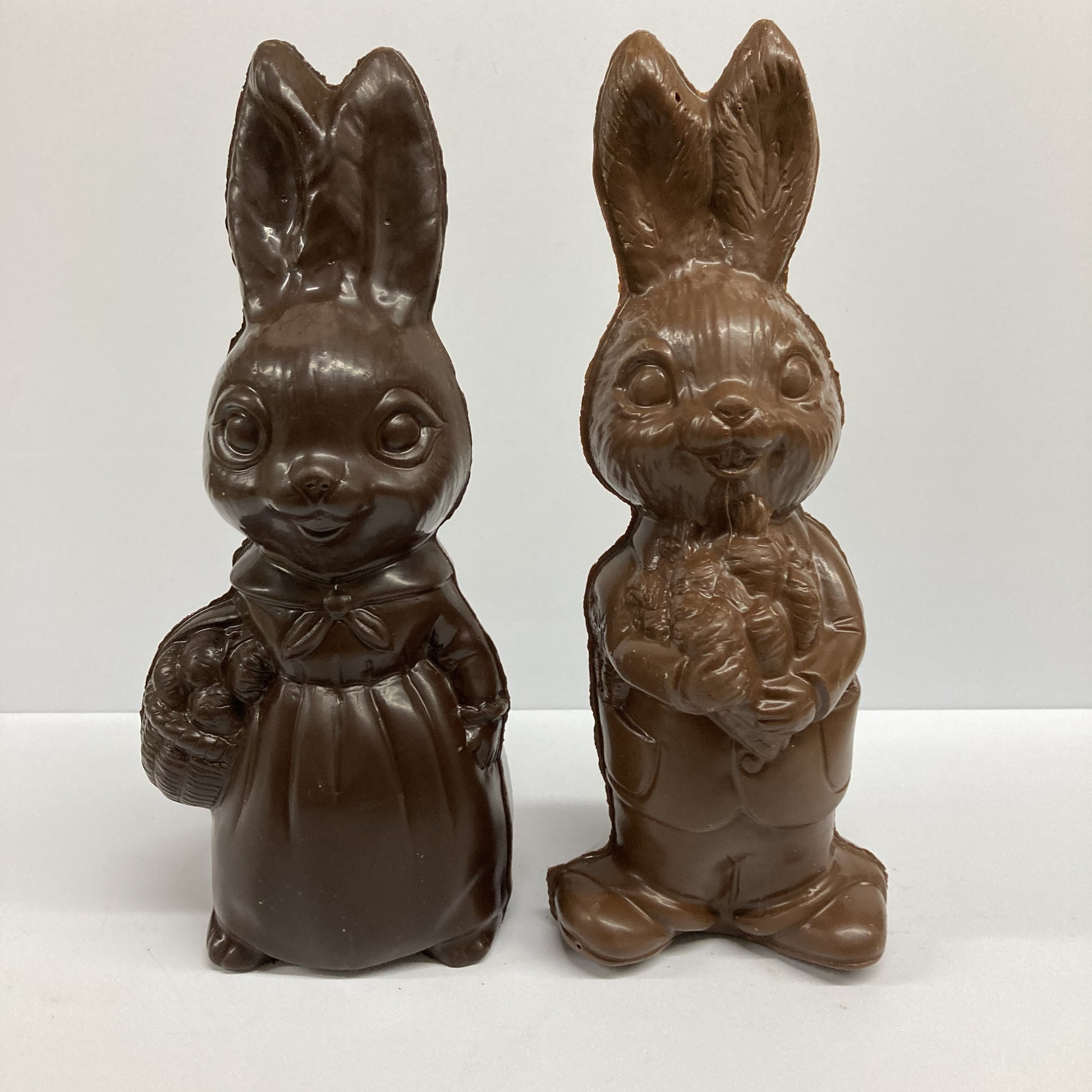 Mrs and Mr Bunny Semi-Solid Chocolate Figures