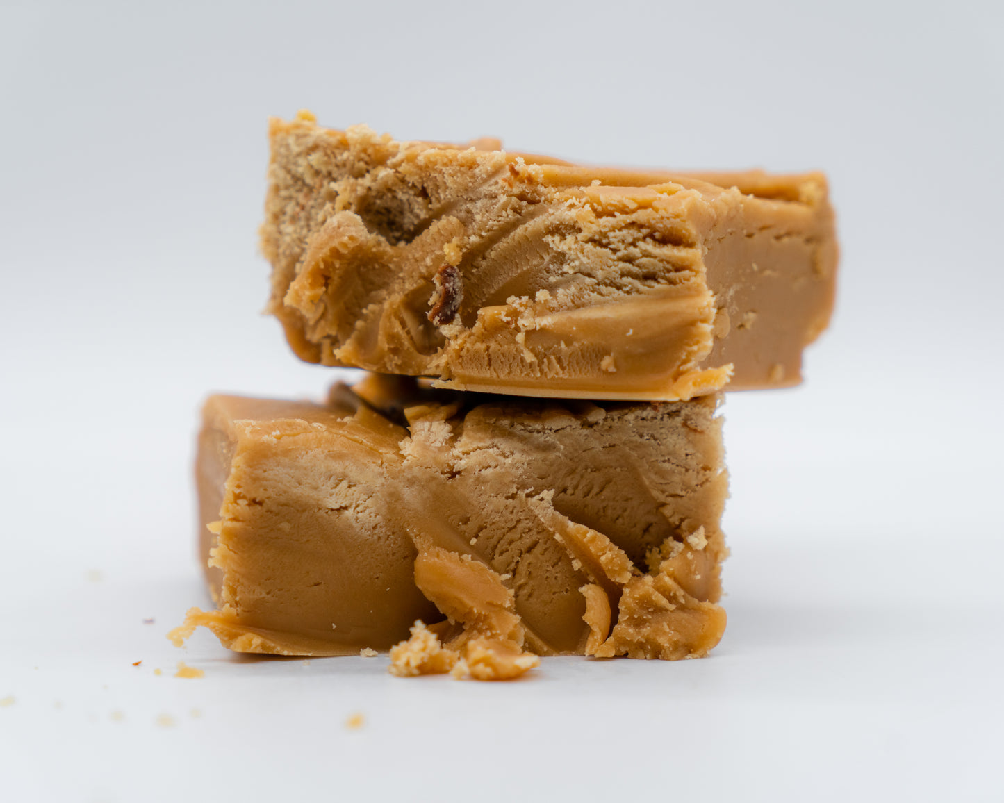 Close up photo of pieces of small batch peanut butter fudge made on Cape Cod