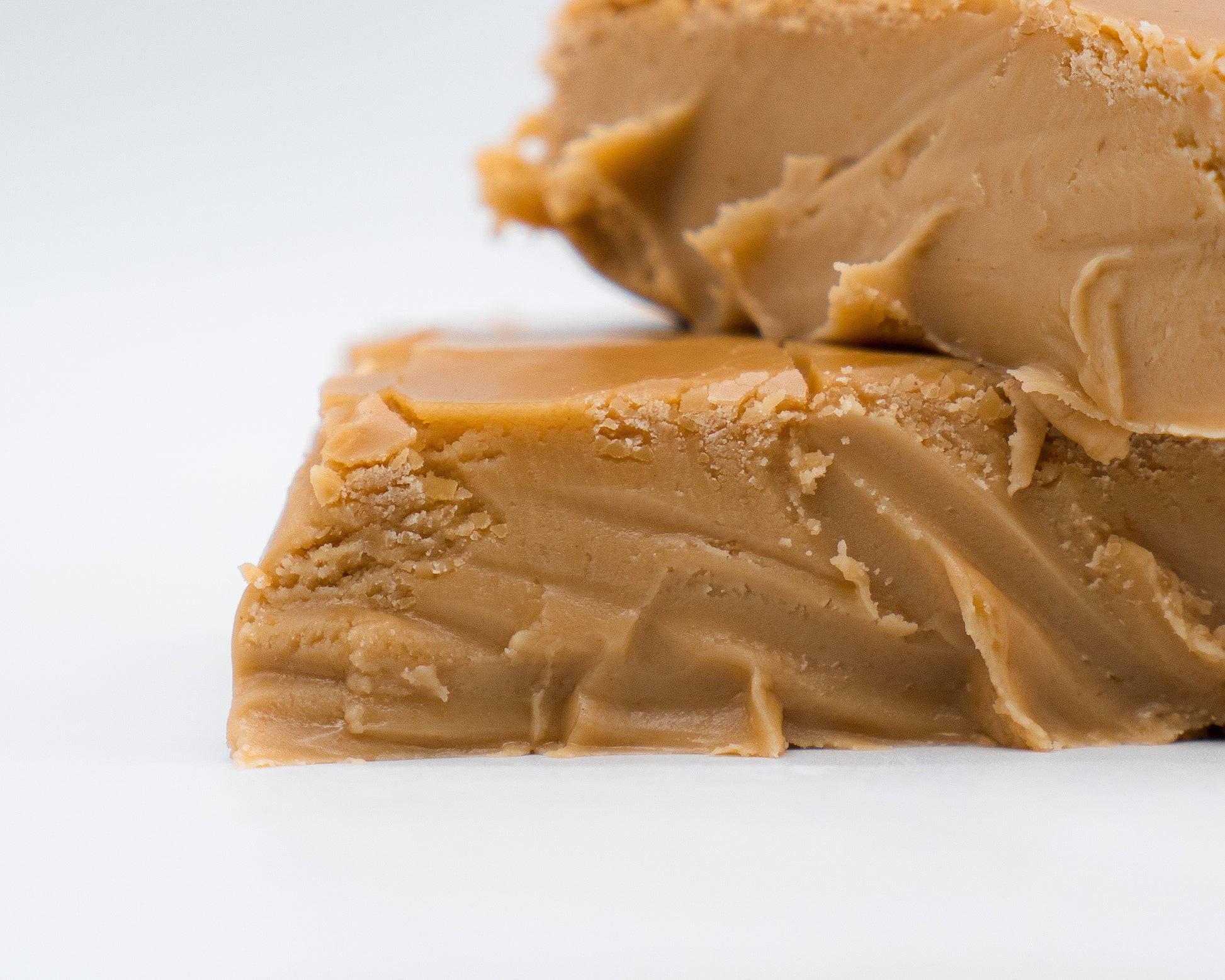 Closeup pieces of Penuche Fudge, made with brown sugar and a hint of maple