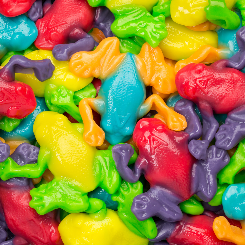 Colorful gummy frogs