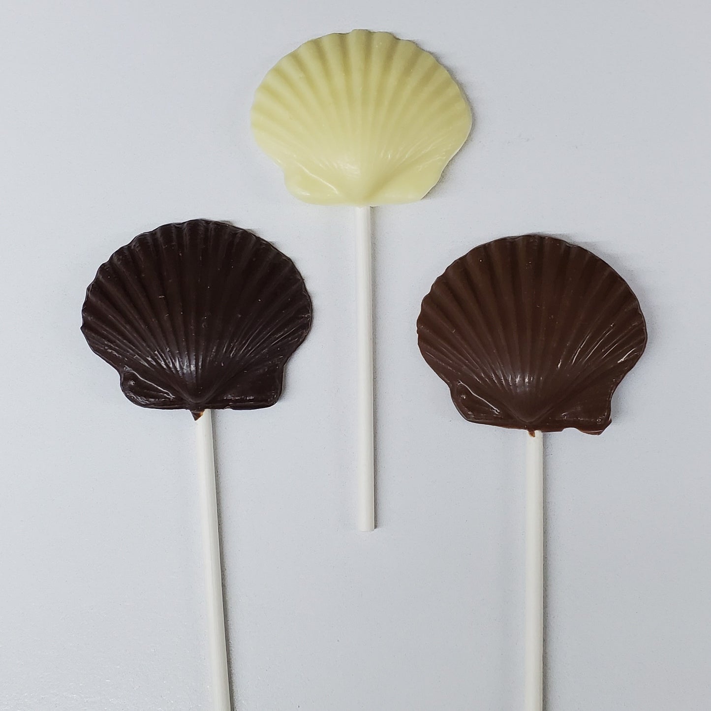 Dark Chocolate, White Chocolate & Milk Chocolate Shaped Shell Pops
