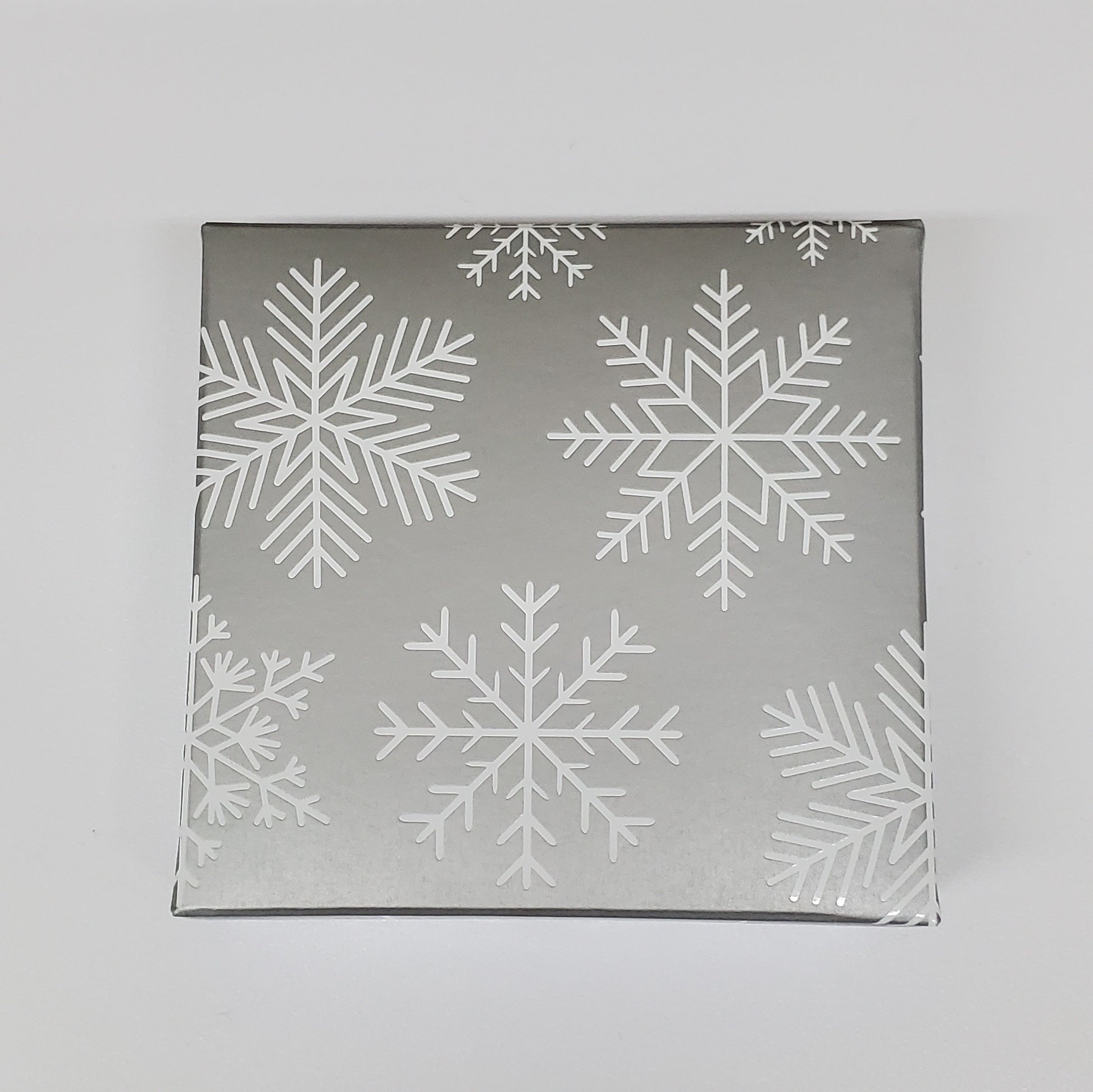 Silver Snowflake Themed Box Cover for 9 Piece Holiday Assortment
