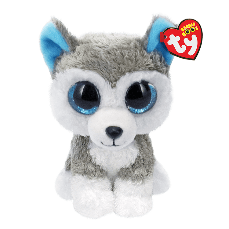 TY Beanie Boo Slush Grey and White Stuffed Husky