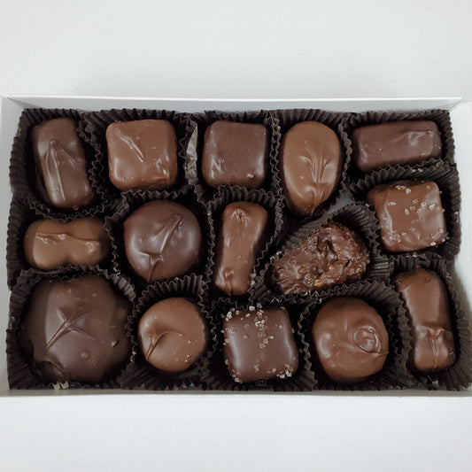 8oz box of assorted sugar free chocolate candies from Stage Stop Candy in Dennisport, MA