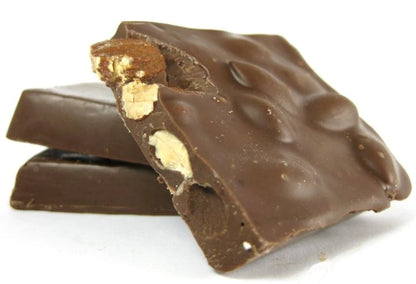 Closeup of Sugar Free Milk Chocolate Almond Bark
