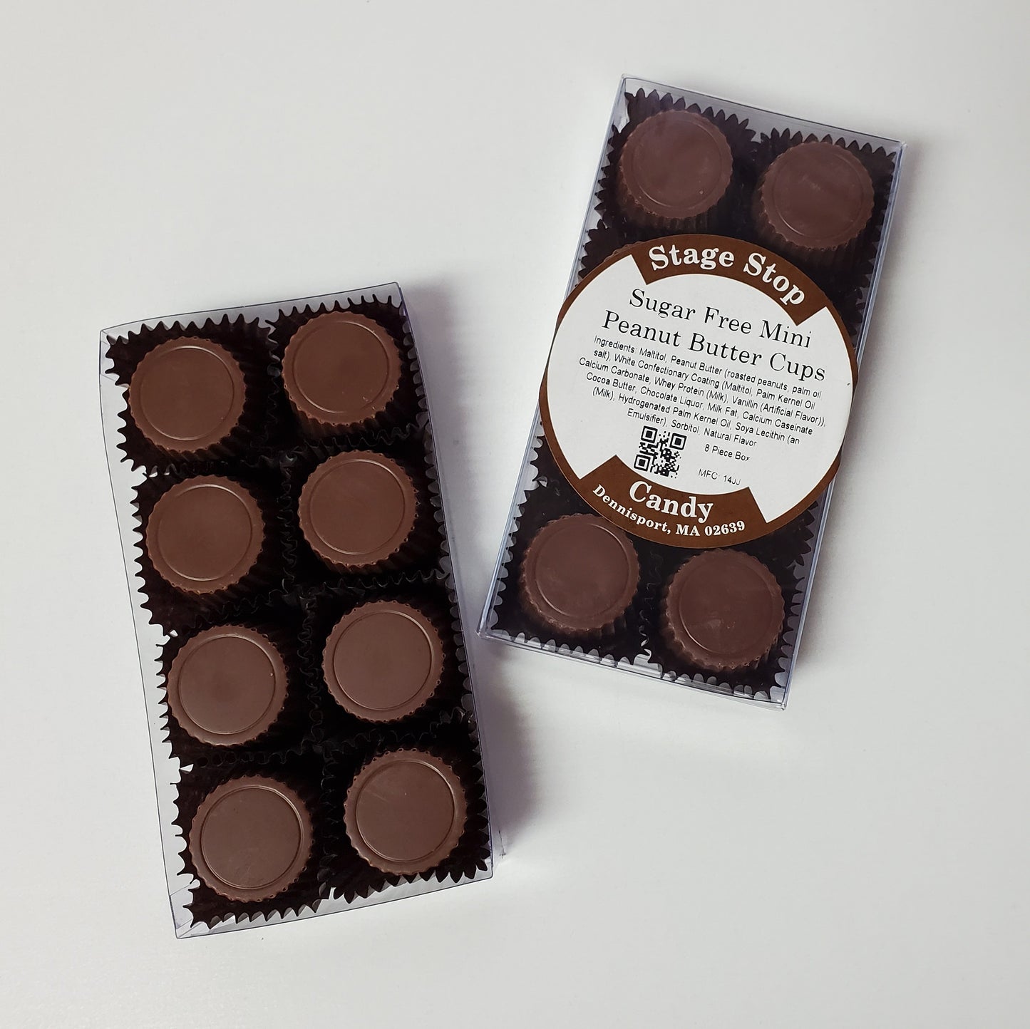 Box of Sugar Free Mini Milk Chocolate Peanut Butter Cups available at Stage Stop Candy in Dennis on Cape Cod