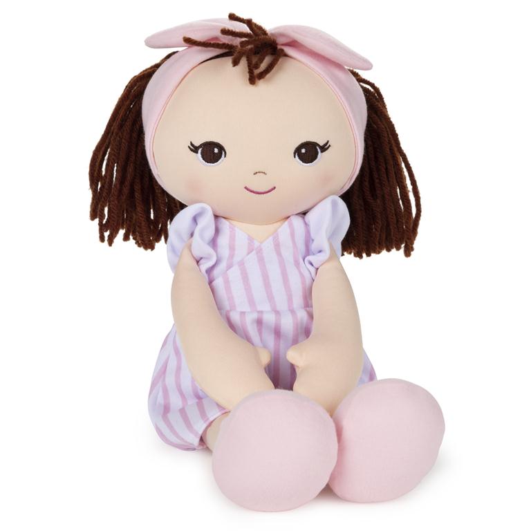 Toddler Doll Pink Stripe Dress Stuffed Plush Doll