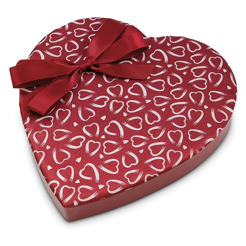 Red Truffle Heart Lid with white painted hearts
