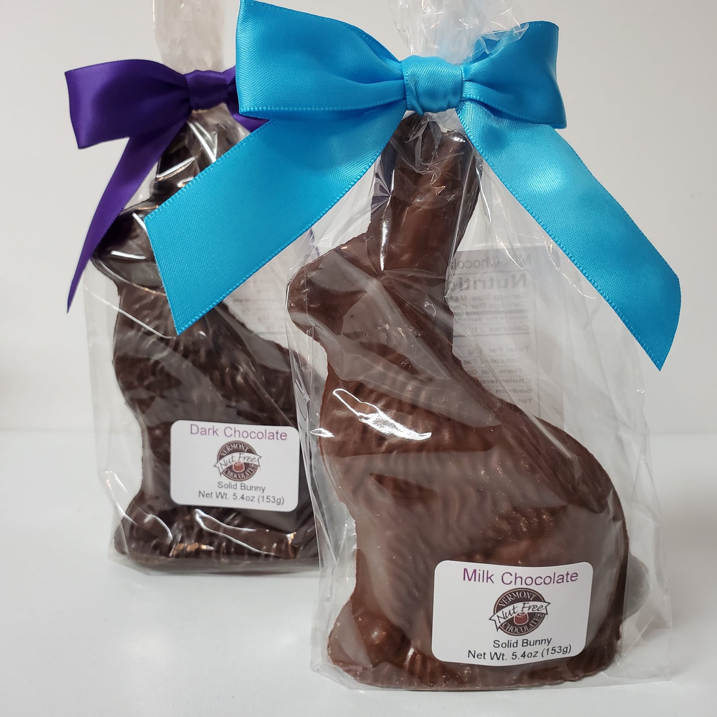 Vermont Nut Free 3D solid milk and dark chocolate bunnies