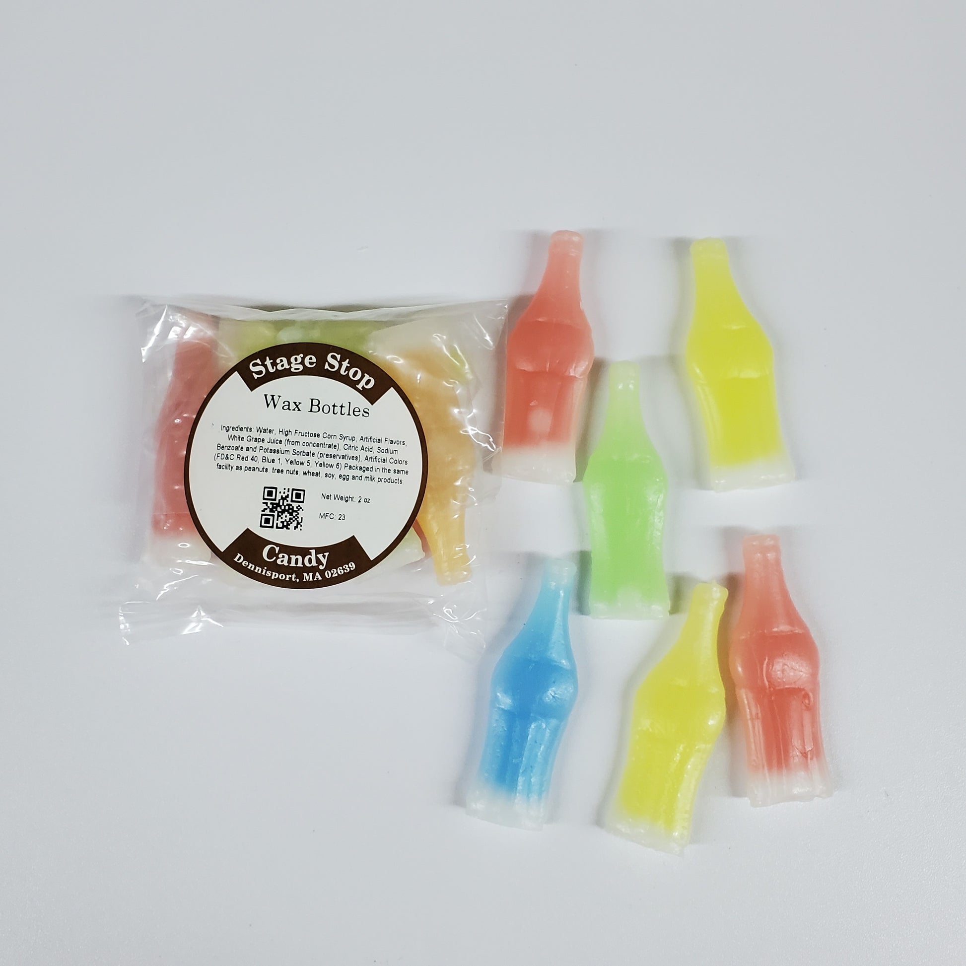 Assorted wax bottles in different flavors from Stage Stop Candy