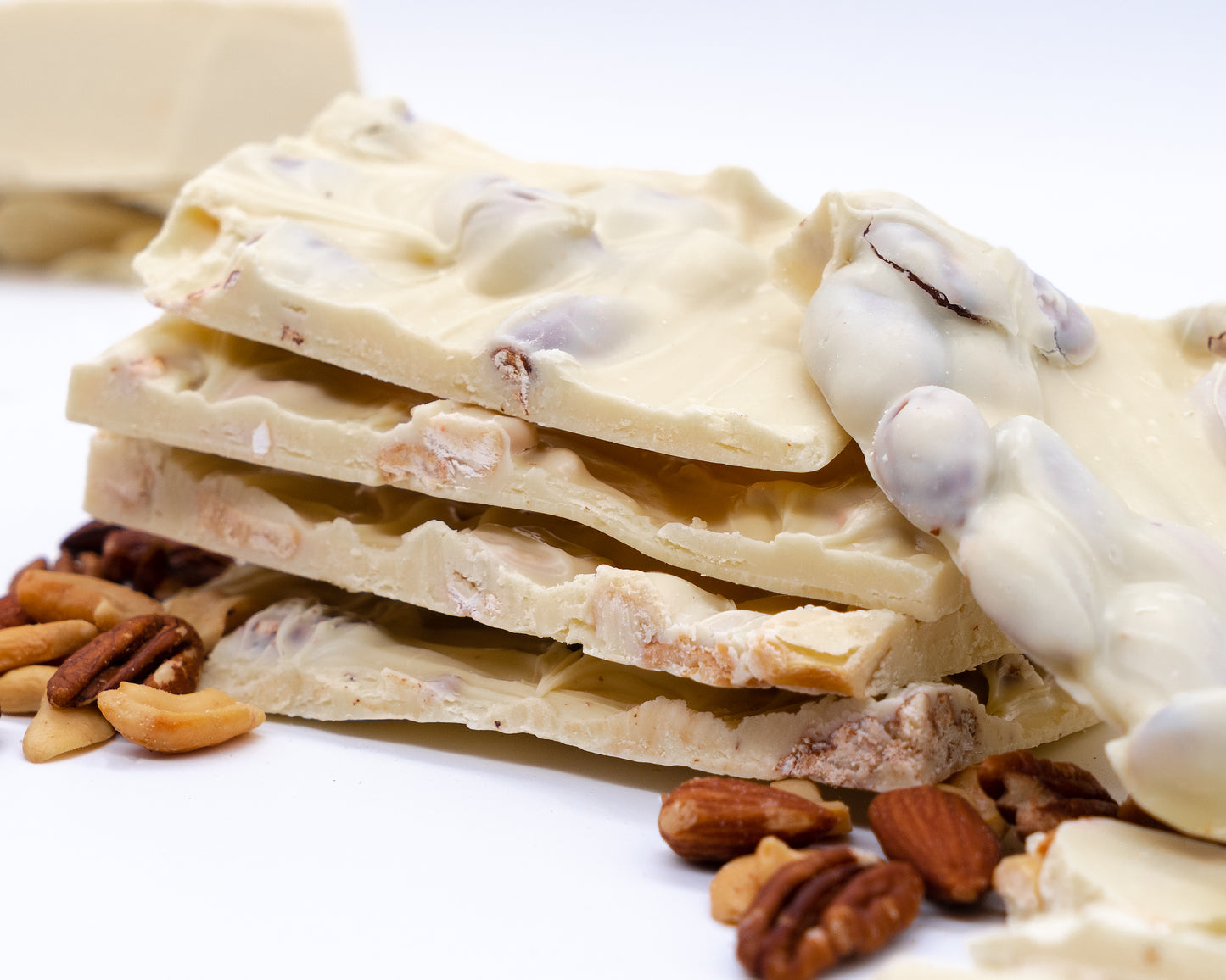 white chocolate with mixed nuts bark