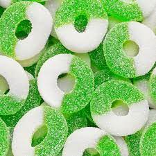 Closeup of Apple Rings Candy Gummies