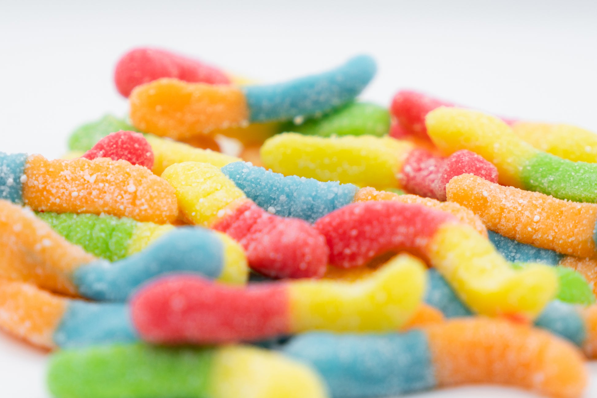 Sour Gummy Worm candy closeup